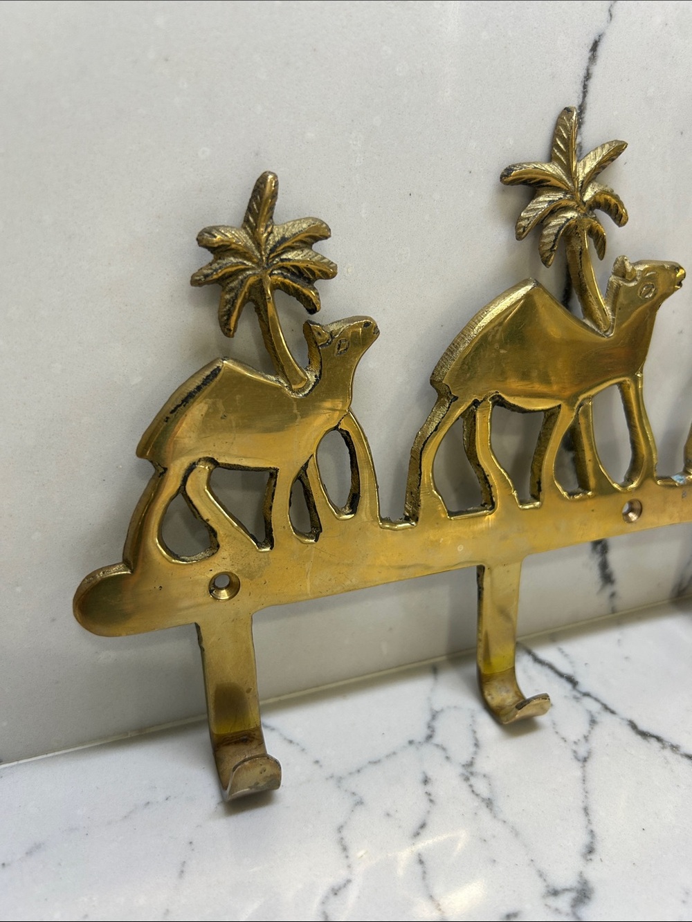 Brass Camel Wall Hook Rack - Gold Decorative Hooks - Picture 3 of 10